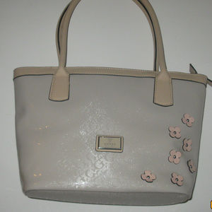 Guess Beige Applique Flowers Handbag